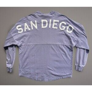 Spirit Jersey San Diego California Womens Shirt Sz L Oversize LS Lavender Purple